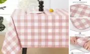 Rectangle Vinyl Tablecloth, 100% Waterproof Buffalo Square 54 x 54" Pink
