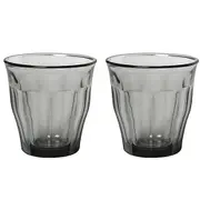 2x 4pc Duralex Picardie 250ml Glass Tumbler Drinking Water/Juice Cup Set Grey
