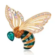 Brooch Bee Wasp Green & Gold A/B Crystal Rhinestones Gold Tone
