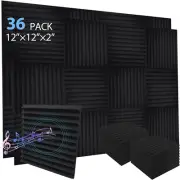 36 Pack Acoustic Foam Panels, 2" X 12" X 12" Studio Foam Wedges, High Density an
