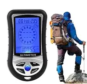 Digital Small Altimeter | Multifunction Handheld Temperature Gauge Barometer Compass - Portable Meter Device for Hiking Mountaineering, Time Clock with Backlight