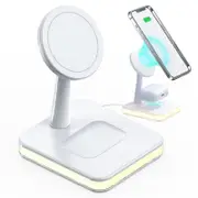 Magnetic 2-in-1 Wireless Charging Station 15W Fast Charge for iPhone 13/12 AirPods-White