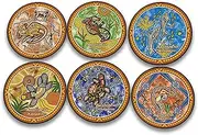 ILA Corkwood Round Aboriginal Art Animals Coaster (Pack of 6)