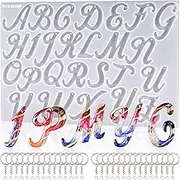 LET'S RESIN Large Alphabet Mold with Hole, Reversed Alphabet Letter Resin Molds Silicone with 30 Jump Rings, 30 Key Rings, Epoxy Molds for Keychain Making(15.3"X8.9")