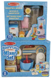 Melissa & Doug Make A Cake Wooden Mixer Set + Smoothie Maker Pretend Play Activity Set