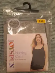 JOYSPUN Nursing Cami Built-In Shelf Bra & Nursing Clips SZ L/XL Gray NEW Unopen