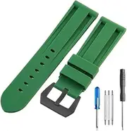 YCBFGAZATK 22mm 24mm 26mm Black Blue Red Army Green Watch Band Silicone Rubber Watchband Replacement Fit For Panerai Strap Tools Steel Buckle