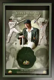 STEVE WAUGH Signed Baggy Green Cap Australia Cricket Captain Montage FRAMED COA
