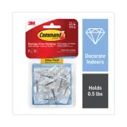 Command Clear Hooks & Strips, Plastic/Wire, Small, 9 Hooks w/12 Adhesive Strips