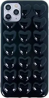 DMaos for iPhone 11 Pro Case for Women, 3D Pop Bubble Heart Gel Cover, Cute Girly for iPhone11 Pro 5.8 inch 2019 - Black
