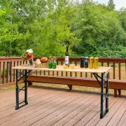 CostwayPatio Folding Picnic Table with Adjustable Heights for Camping/Party/Backyard