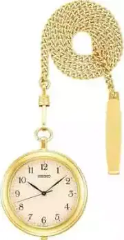 SEIKO Pocket Watch SAPP008 Quartz Stainless Gold Case and Chain Unisex