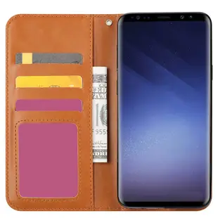 Samsung Galaxy A7 A8 A8+ A9 2018 A6+ 皮革保護套前插卡相片隱藏磁扣手機套皮套