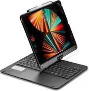 360 Rotatable iPad Pro 13 inch M4/ Air 13 inch/Pro 12.9 6th 5th 4th 3rd Gen Keyboard Case with Touchpad 7 Color Backlight Foldable Backlit Keyboard 360 Rotating,Black