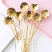 Stainless Steel Heart / Flower Spoon 1 Pc - Garden Cosmos - Gold - One Size