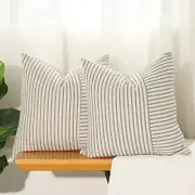 and Beige Patchwork Farmhouse Throw Pillow Covers 20" x 20" (Pack of 2) Grey