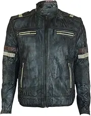 AR Cafe Racer Jacket Vintage Motorcycle Retro Moto Distressed Leather Jacket | Distressed Motorcycle Jacket Men