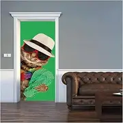 Door Stickers Funny - Door Stickers Lovely Kitty Wallpaper Pet Animal PVC Self-Adhesive Mural Sticker Home Bathroom Bedroom(E,95x215cm)