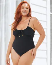 [Kaiami] Kaiami Women's Evita Balconette One Piece Bathing Suit in Black Size 14 14 Black