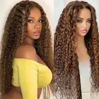 Highlight Wig Human Hair 20Inch 13x4 Water Wave Lace Frontal Honey Blonde