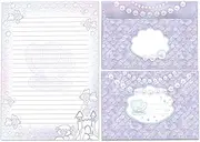 Writing Paper Set Writing Pad for Colouring with Envelope for Girls Kids School Mermaid Purple (1 Pad A5 with 25 Sheets + 15 Matching Printed Envelopes)