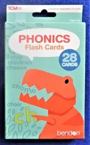28 Phonics Flash Learning Cards TCM Teacher Created Materials Bendon Ages 4+