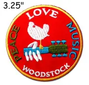 Woodstock Patch Hook Peace Love Music Fest Dove Hippie Boho Retro Psychedelic