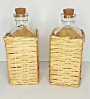 Wicker Wrapped Glass Cruet with Cork Glass Jug Glass Bottle