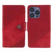 For iPhone 15 Pro Max Case Crazy Horse Texture Splicing PU Leather Wallet Phone Flip Cover