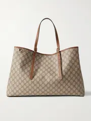 [Gucci] Gucci - Gg Emblem Leather-trimmed Printed Coated-canvas Tote - Beige - One size One size Neutrals