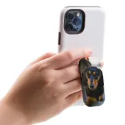 Kickstand Grip AddOn, Universal Phone Holder, Black N Tan Daschund