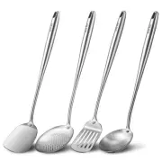 Spatula Turner Metal Slotted Stainless Steel Wok Utensils Tools For Carbon Set