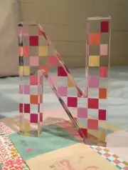 Lucite Letter “N” Checkerboard Design, Desk Decor, Home Office Personalization