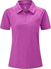 [BGOWATU] Women's Short Sleeve Golf Polo Shirts 1/4 Zip Tennis Tops Collared T-Shirts UV Protection Quick Dry