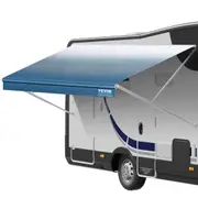 RV Awning Fabric Replacement, 3.4m Fabric Length for 3.7m Awning, Heavy Duty 3-Ply 16oz PVC Camper Awning Fabric, Waterproof & UV Protection Outdoor Canopy for RV, Trailer, Motorhome, Blue
