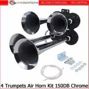 Train Air Horn 4 Trumpets Chrome Plated for Truck/Car Loud Sound 150DB Universal (for: Volkswagen)
