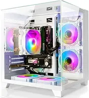 LXZ Desktop PC Computer AMD Ryzen 5 5600GT 6 core 3.6GHz, 16G DDR4 RAM, 512G NVME SSD, Tower Computer for Home and Office (White)