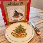 2001 Pfaltzgraff Christmas Heritage Cheese Plate w Sculpted Slicer, Original Box