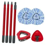 Spin Mop Replace Head, Base, 2 Blue Heads + 1 Set Mop Handle + 1 Base + 2 Brush