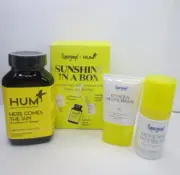 SUPERGOOP! x HUM SUNSHINE IN A BOX GET YOUR SUN-SAFE VITAMIN D FIX 3PC SET BOXED