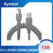 15FT USB Laser Barcode Scanner Coiled Cable for Symbol LS2208 CBA-U09-C15ZAR Lot