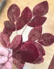 Vintage Millinery Velvet Leaves Very Berry Bronze 1 Spray