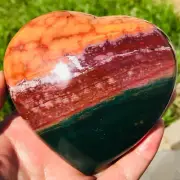 529g Natural Colourful Ocean Jasper Heart Quartz Crystal Specimen Healing