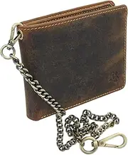 [Visconti] Leather Biker Wallet with Security Chain RFID plus Tap and Go CHN, Oil Tan, One Size, Sling