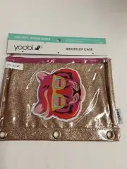 Yoobi 3-Ring Binder Zip Case Gold Glittery W/Pink Multicolor Tiger BNWT!