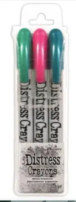 TIM HOLTZ DISTRESS CRAYONS WATER REACTIVE PEARLESCENT PIGMENTS ~HOLIDAY SET 4-B7