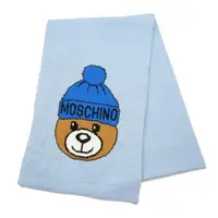 在飛比找蝦皮商城優惠-MOSCHINO 毛帽熊混紡羊毛窄版圍巾(012 水藍)