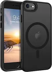 GUAGUA Case for iPhone SE 2022/3rd/2020/2nd Gen [Compatible with MagSafe] Magnetic Phone Case, Anti-Fingerprint Translucent Matte Slim Shockproof Protective case for iPhone SE/8/7,Frosted Black