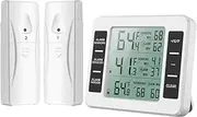 Brifit Fridge Thermometer, Freezer Thermometer, Digital Fridge Thermometer with 2 Sensors, Thermometer for Freezer with Temperature Alarm, Min/Max, Temperature Trend Display Arrow