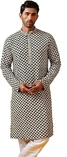 [Sojanya] (Since 1958 Men's Cotton Rayon Sequinned Cheeku thread embroidered Long Kurta